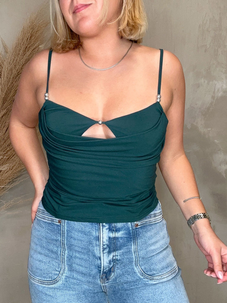 FINAL SALE - Linda Green Cowl Neck Top
