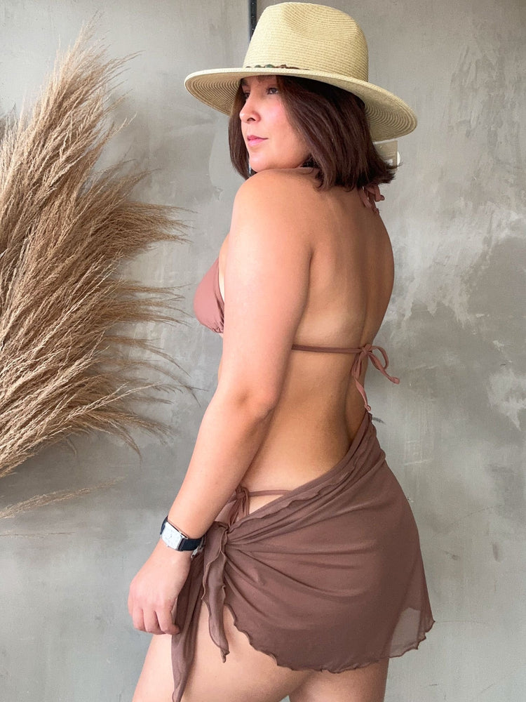 Coffee Swimsuit & Sarong Set