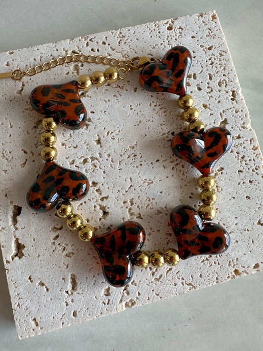 Animal Print Hearts Bracelet