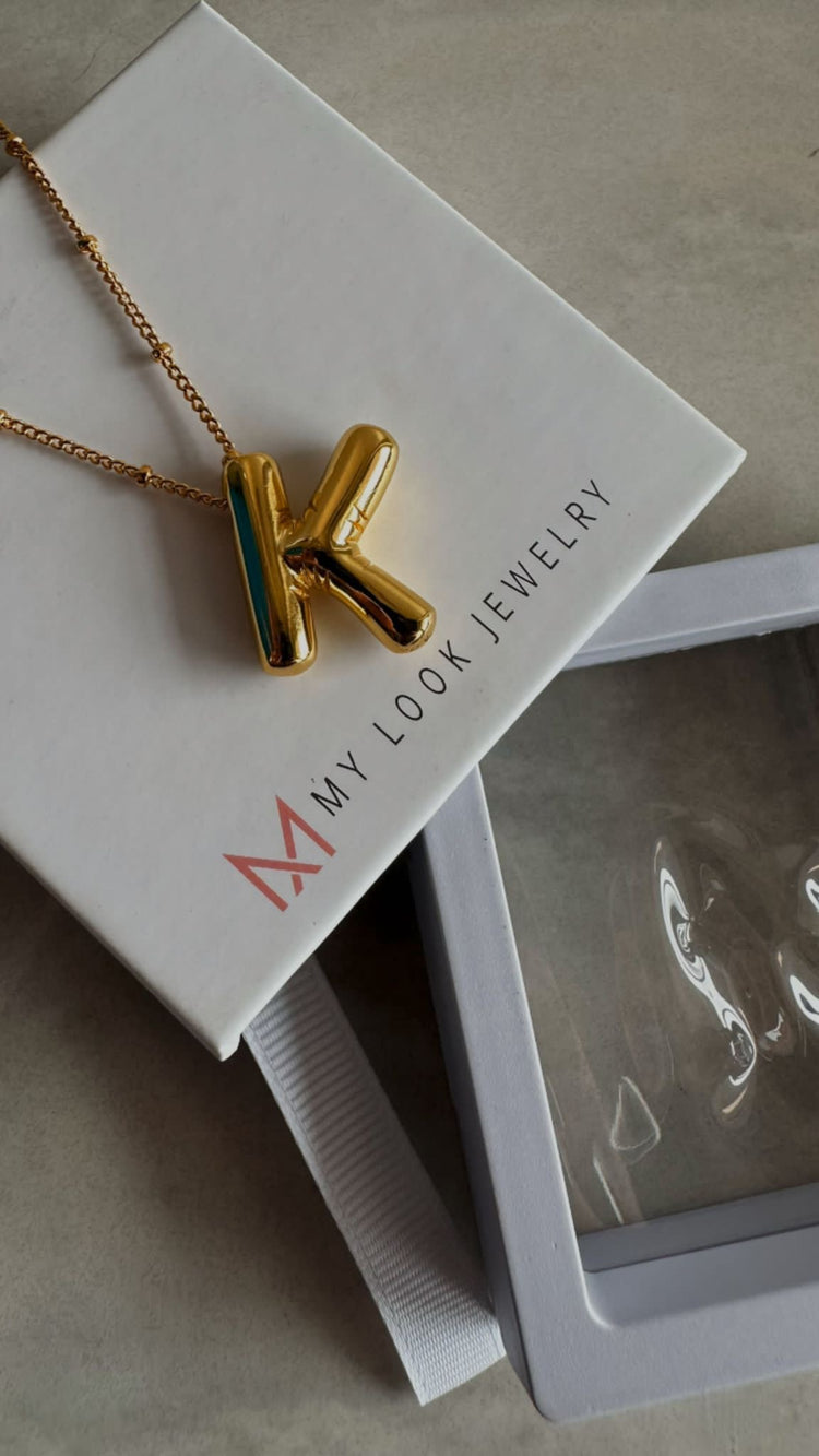 Gold 3D Balloon Initial Necklace