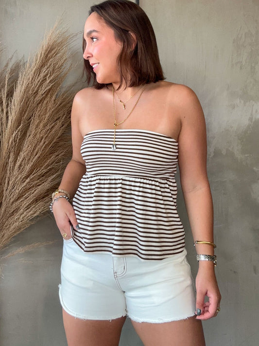 Tania Brown Striped Top
