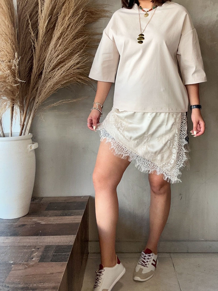 Saylor Beige Lace Dress