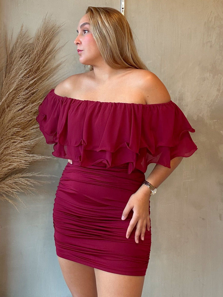 FINAL SALE - Lilliana Burgundy Dress