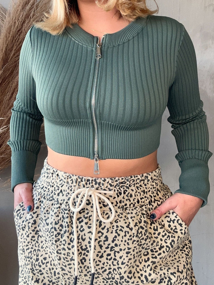 FINAL SALE - Julieta Green Zipper Top