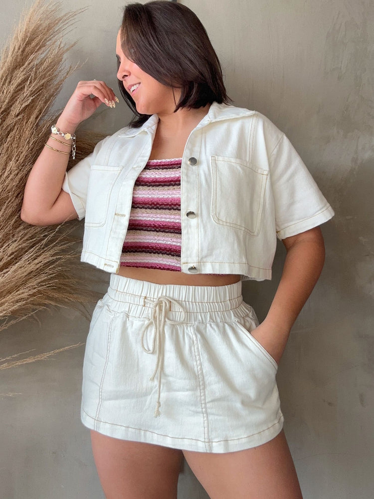 Maya White Denim Top