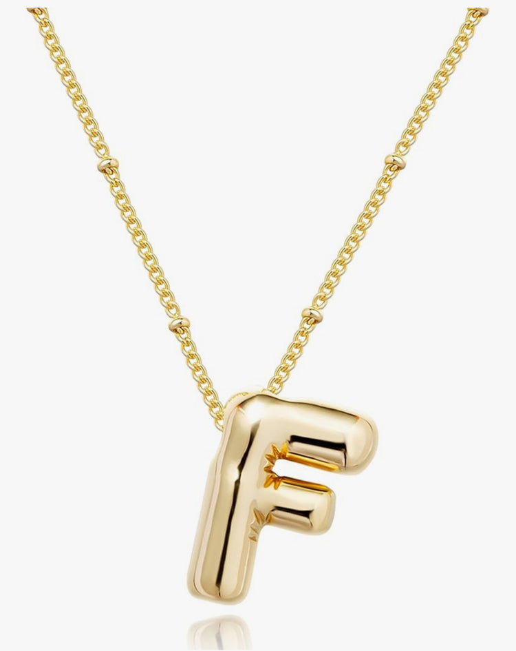Gold 3D Balloon Initial Necklace