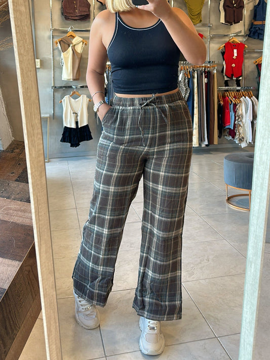 Maryah Brown Plaid Pajama Pant