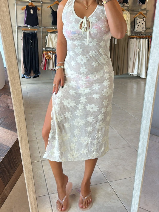 Floral Mesh Coverup Dress