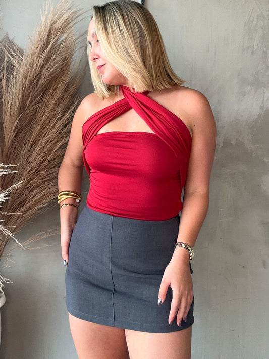 FINAL SALE - Shay Grey Linen Skort