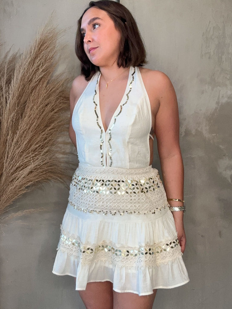 Claire Crystals Halter Dress