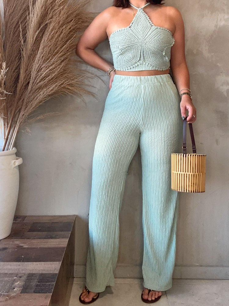 Sage Crochet Top & Pants Set