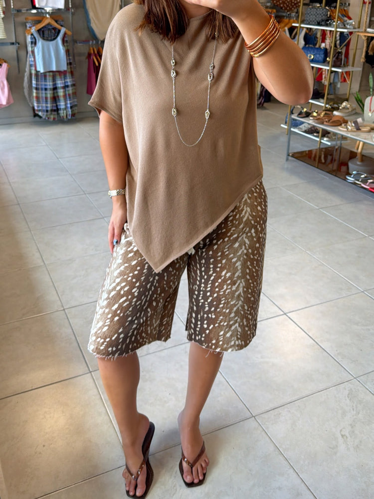 Lydia Brown Asymmetrical Blouse