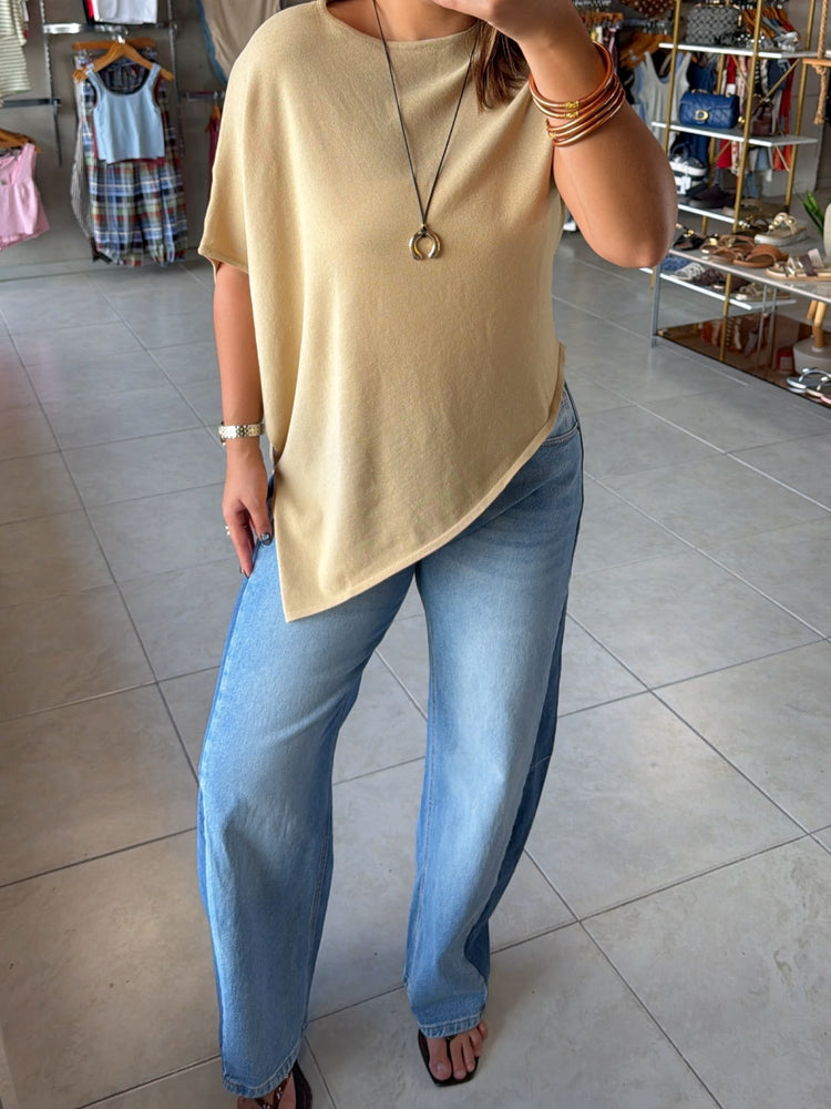 Lydia Beige Asymmetrical Blouse
