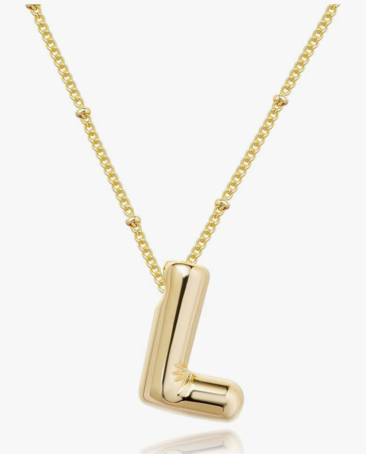 Gold 3D Balloon Initial Necklace