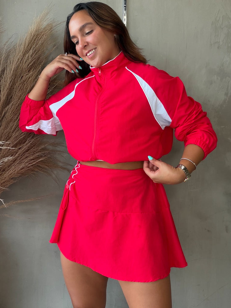 Eiza Red Jacket & Skort Set