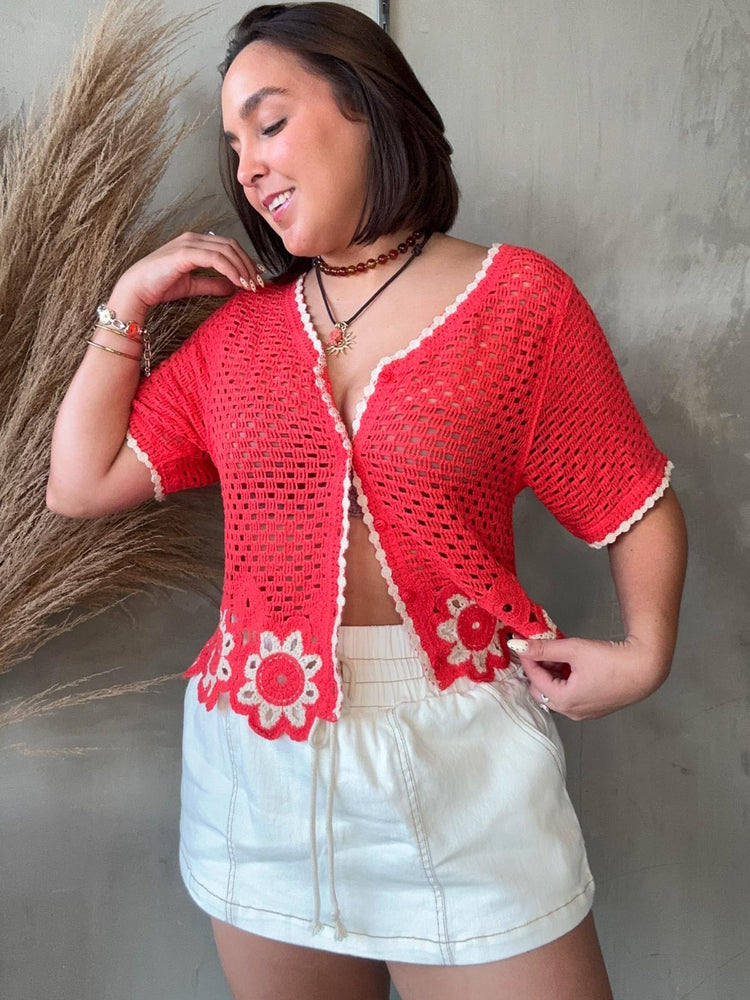 Vera Red Crochet Top