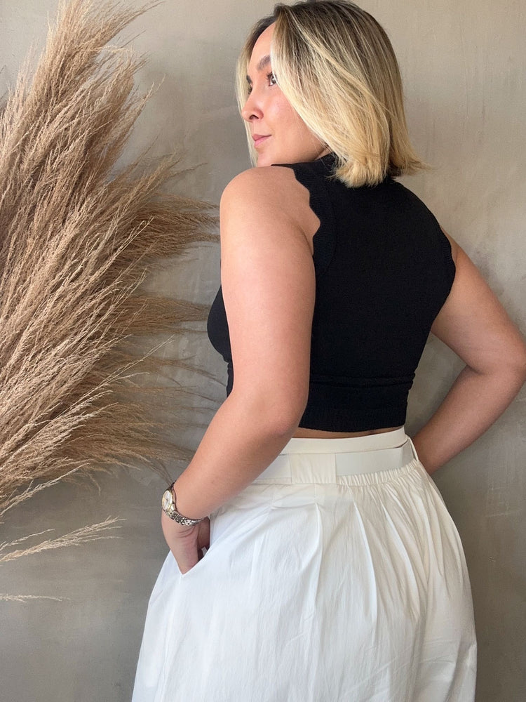 Eva Black Scalloped Top
