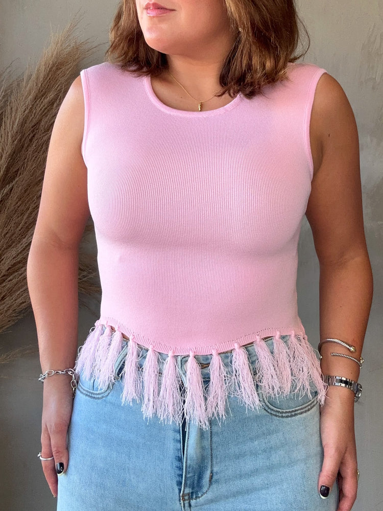 Shannon Pink Fringes Top
