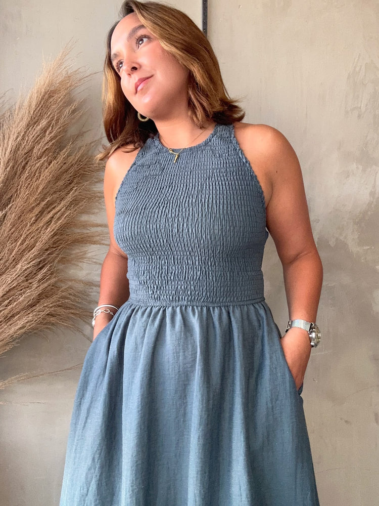Alyssa Blue Midi Dress