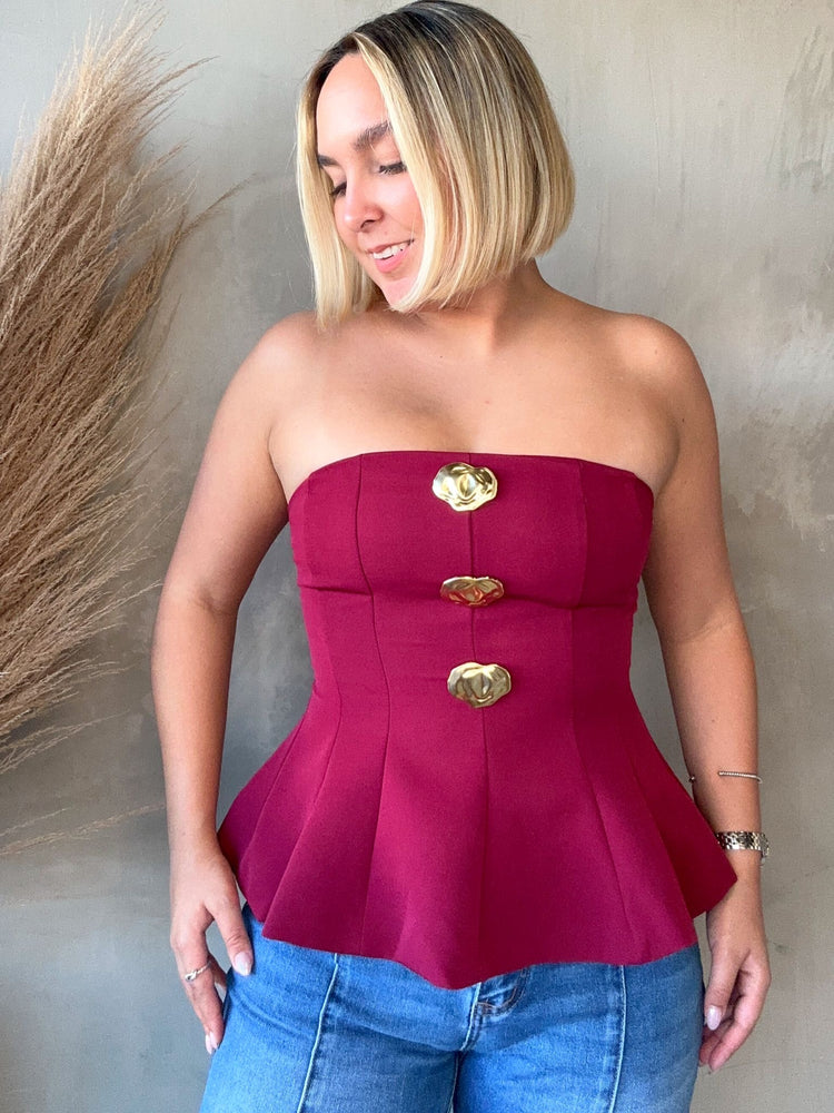 FINAL SALE - Lorena Burgundy Tube Top