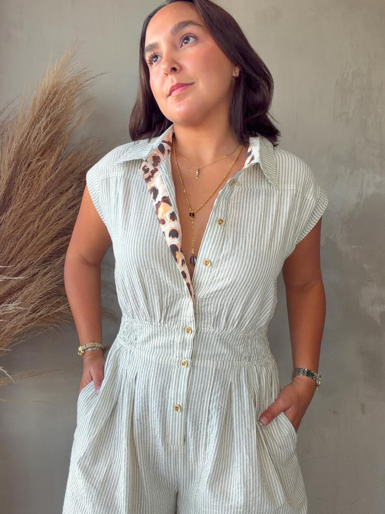Monika Cream Striped Jumpsuit