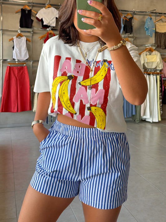 Jen Blue Striped Shorts