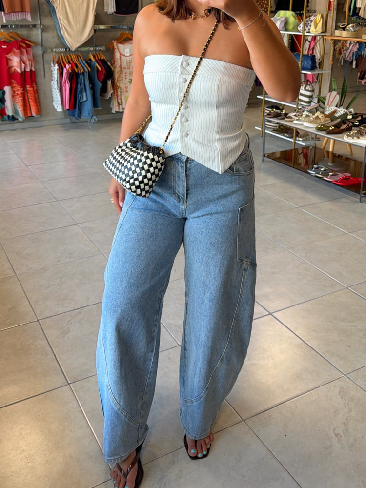 Sue White Vest Tube Top