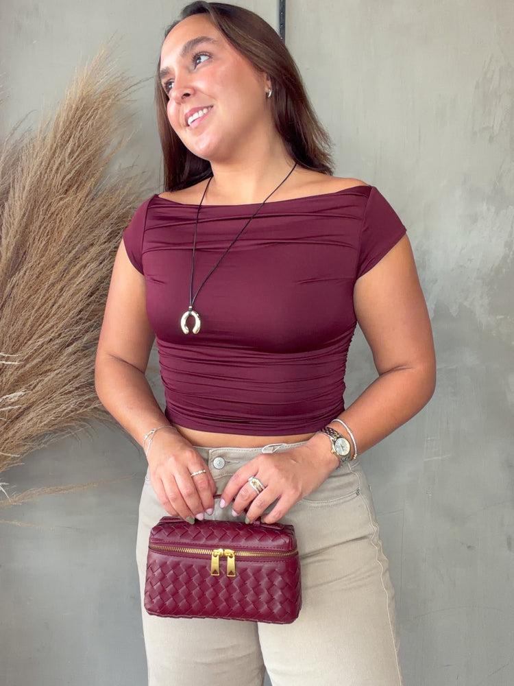 Bea Wine Ruched Top