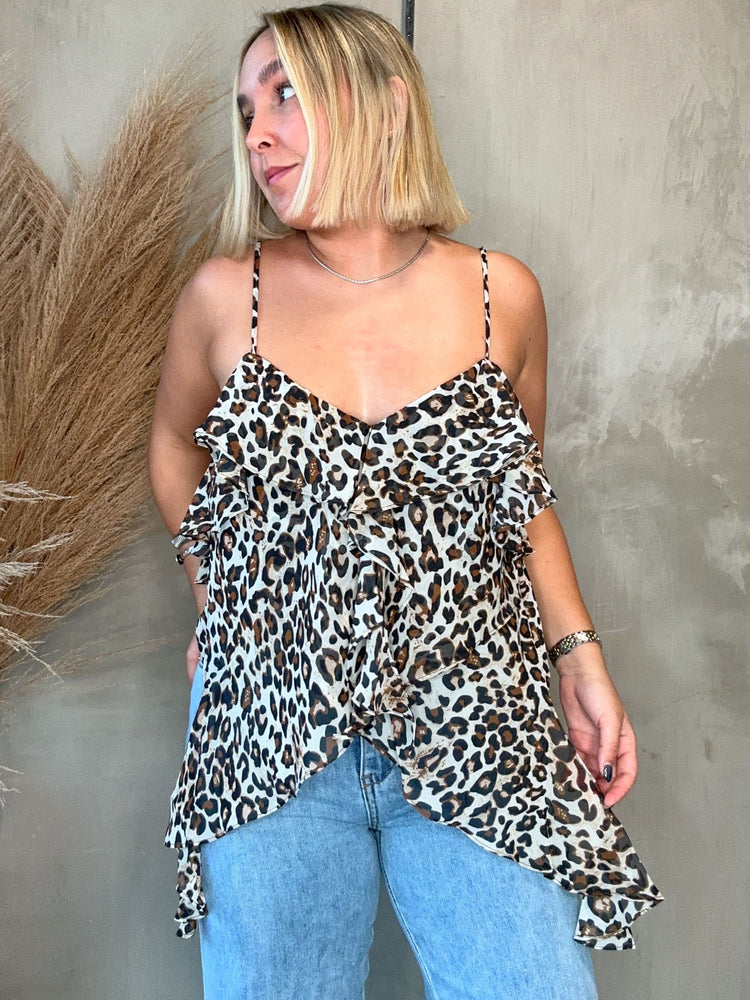 FINAL SALE - Margot Leopard Ruffled Top