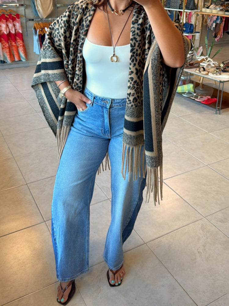 Leah Leopard Poncho