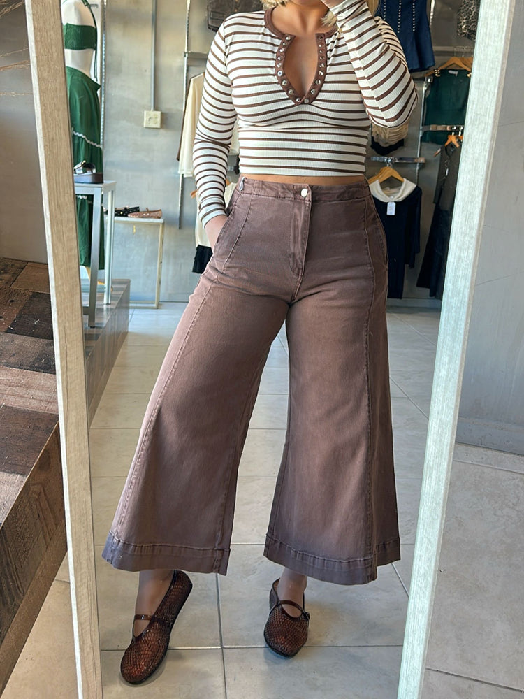 FINAL SALE - Stacy Chocolate Wide Jean