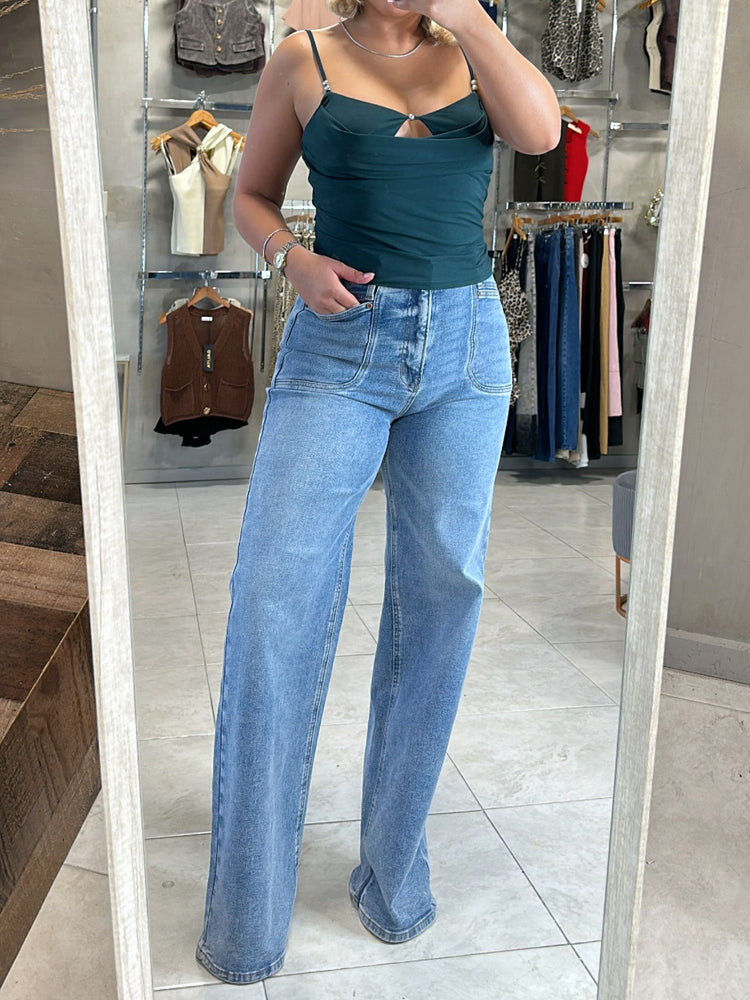 FINAL SALE - Linda Green Cowl Neck Top