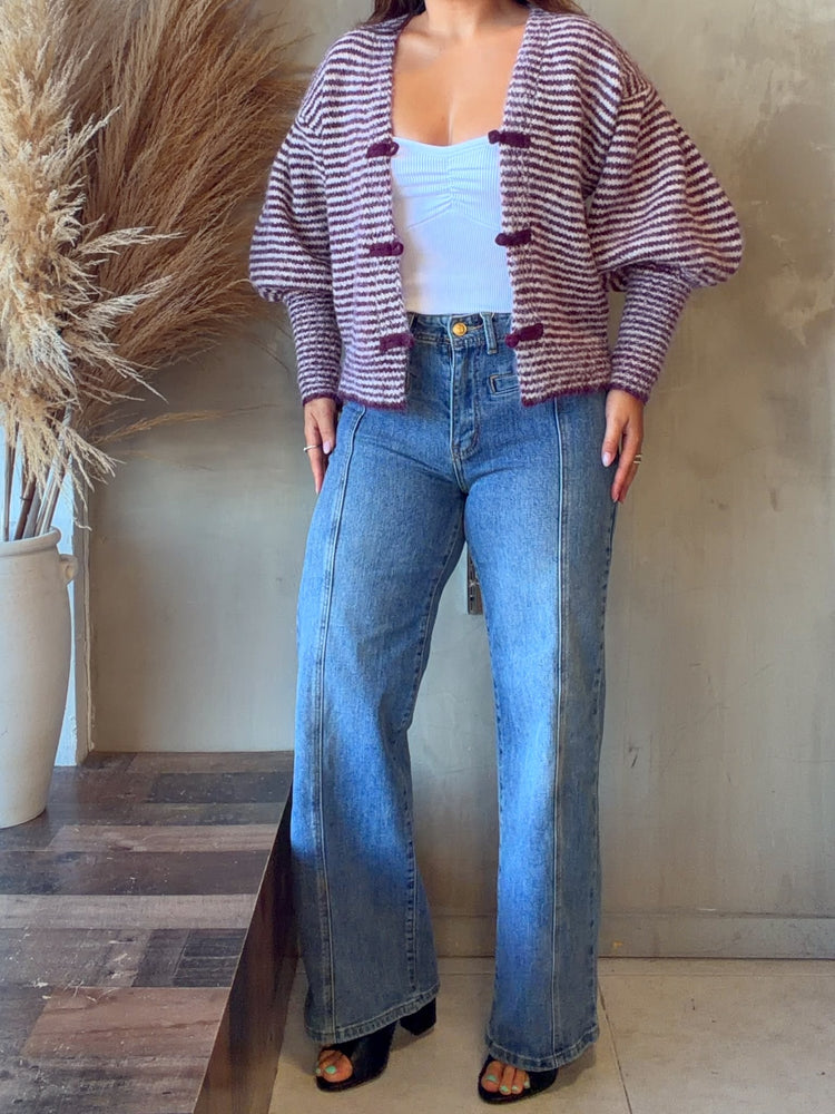 Mandarin Striped Wine Sweater