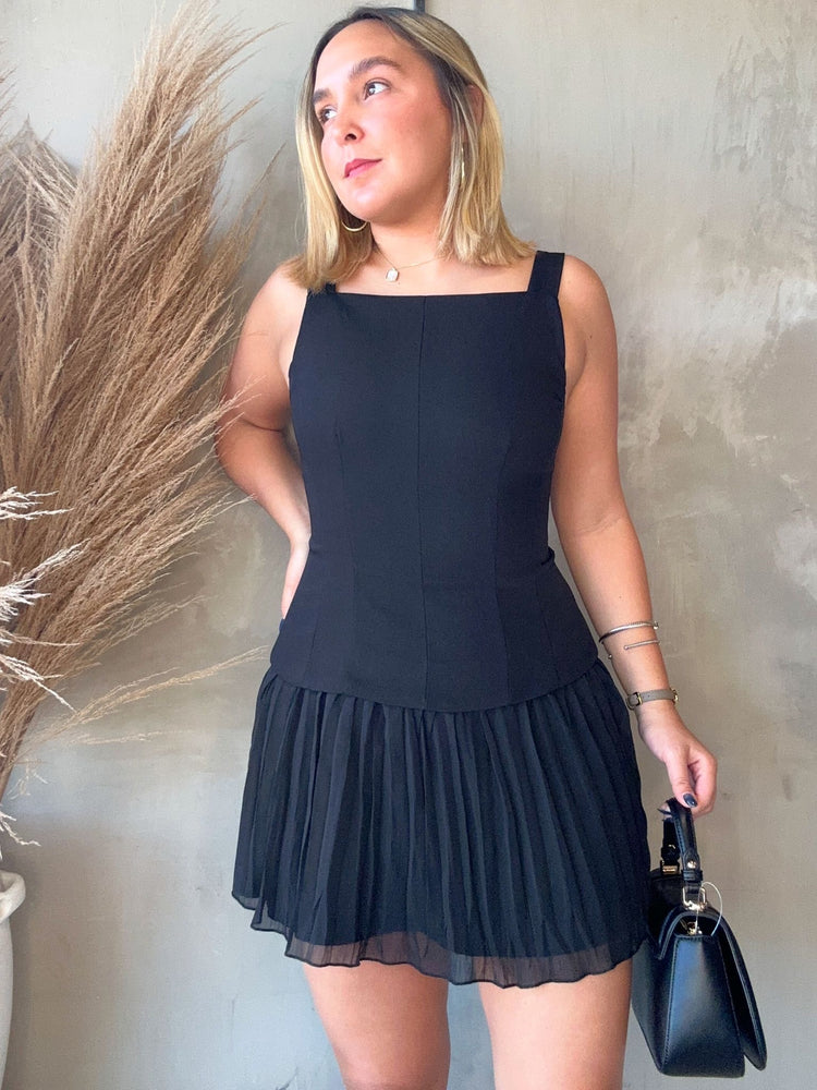 FINAL SALE - Black Pleated Dress