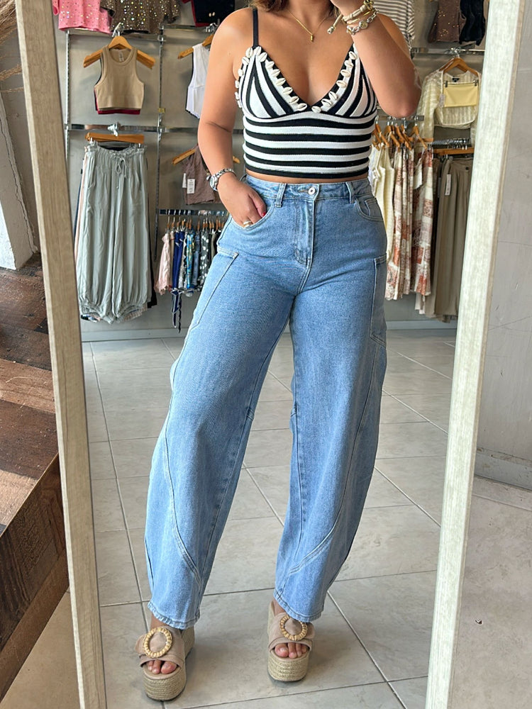 Paulette Denim Barrel Jean