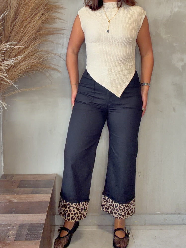 Leopard Ankle Black Jean