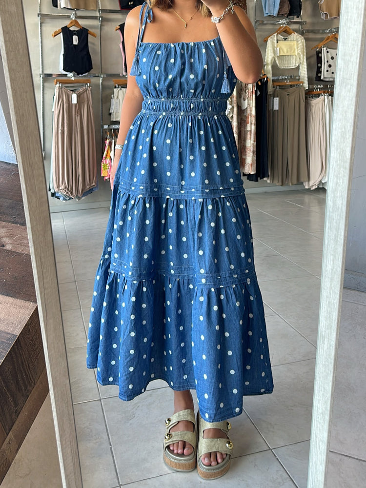 Nina Polka Dots Denim Dress