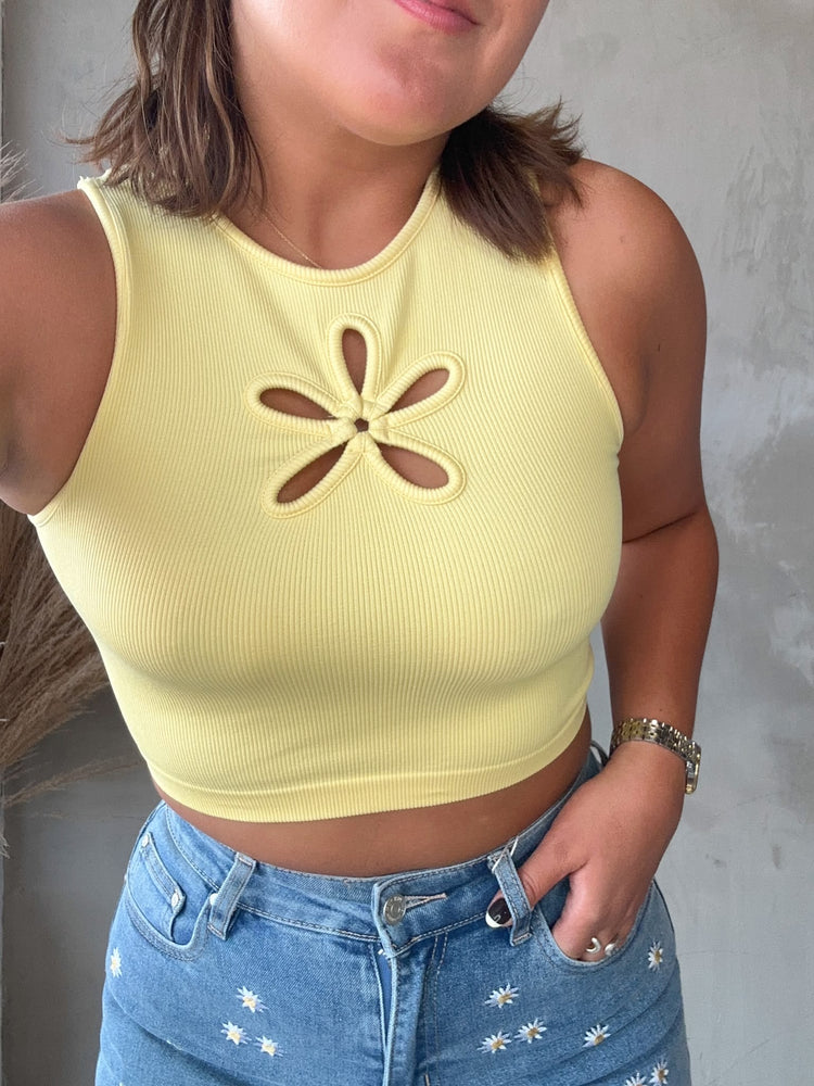 Flora Yellow Basic Top