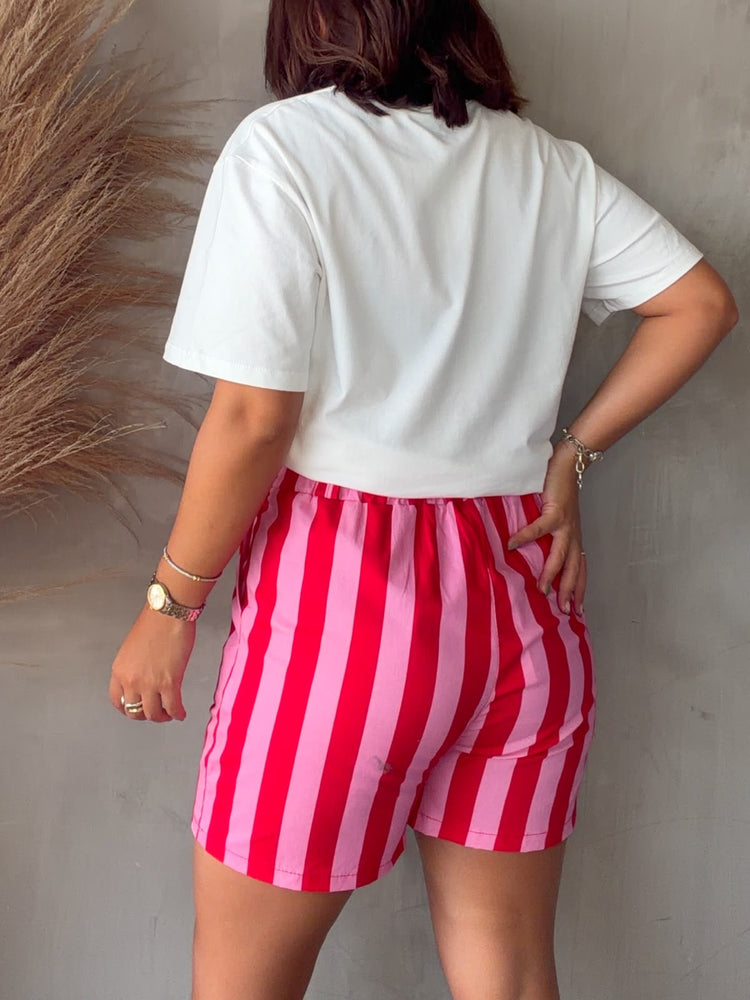 Estela Pink/Red Striped Short
