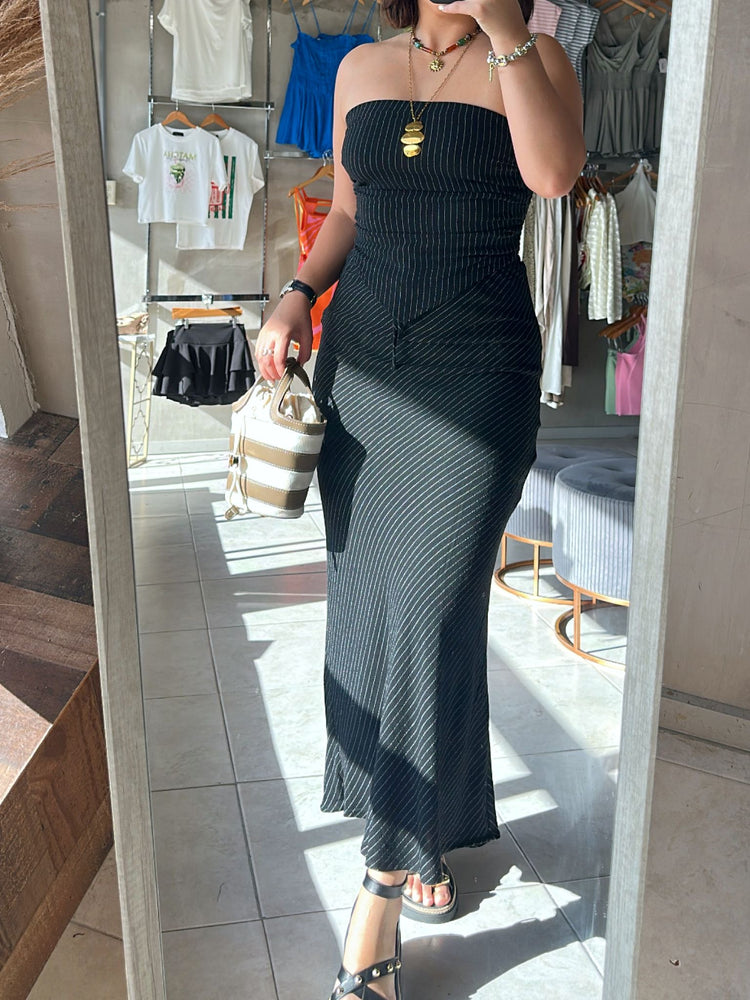 Florence Black Striped Skirt