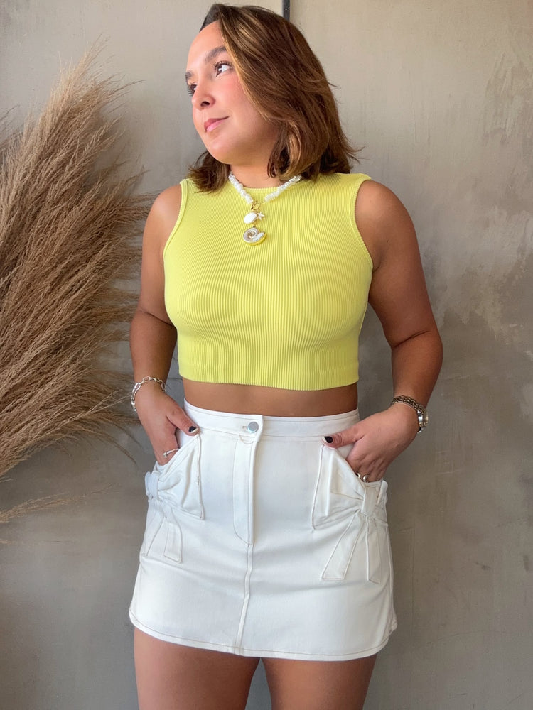 Bow Pockets White Skort