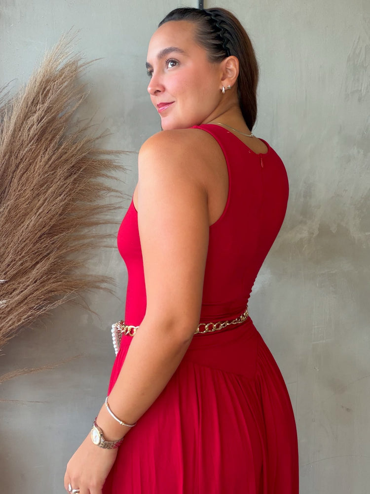 Renata Pearl Belted Balloon Jumpsuit