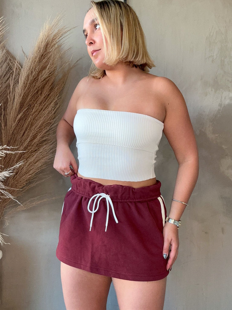 FINAL SALE - Burgundy Fold Over Skort