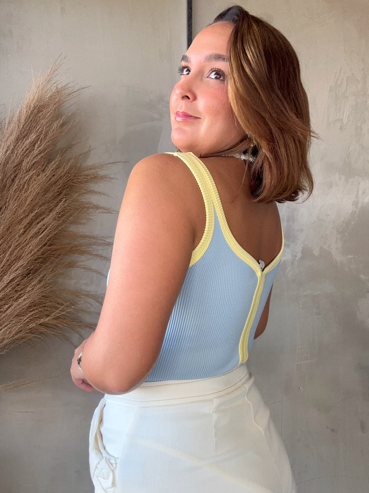 Nora Blue Contrast Bodysuit