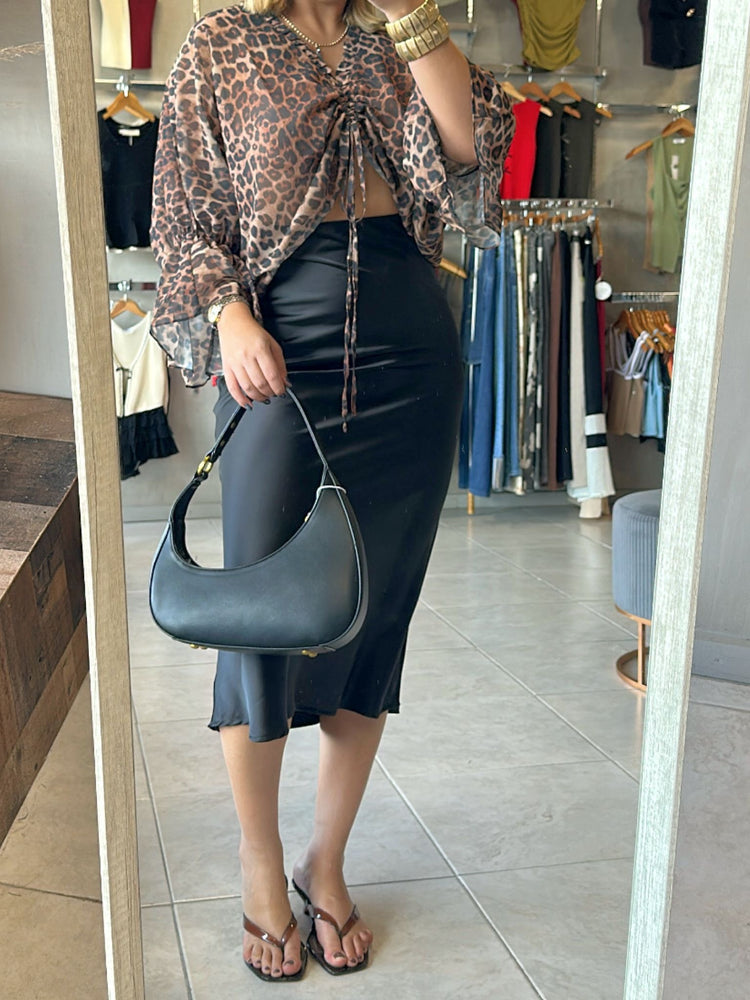 FINAL SALE - Daphne Black Satin Skirt