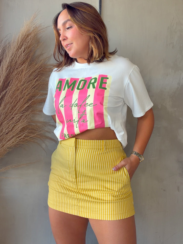 Zoe Yellow Striped Skort