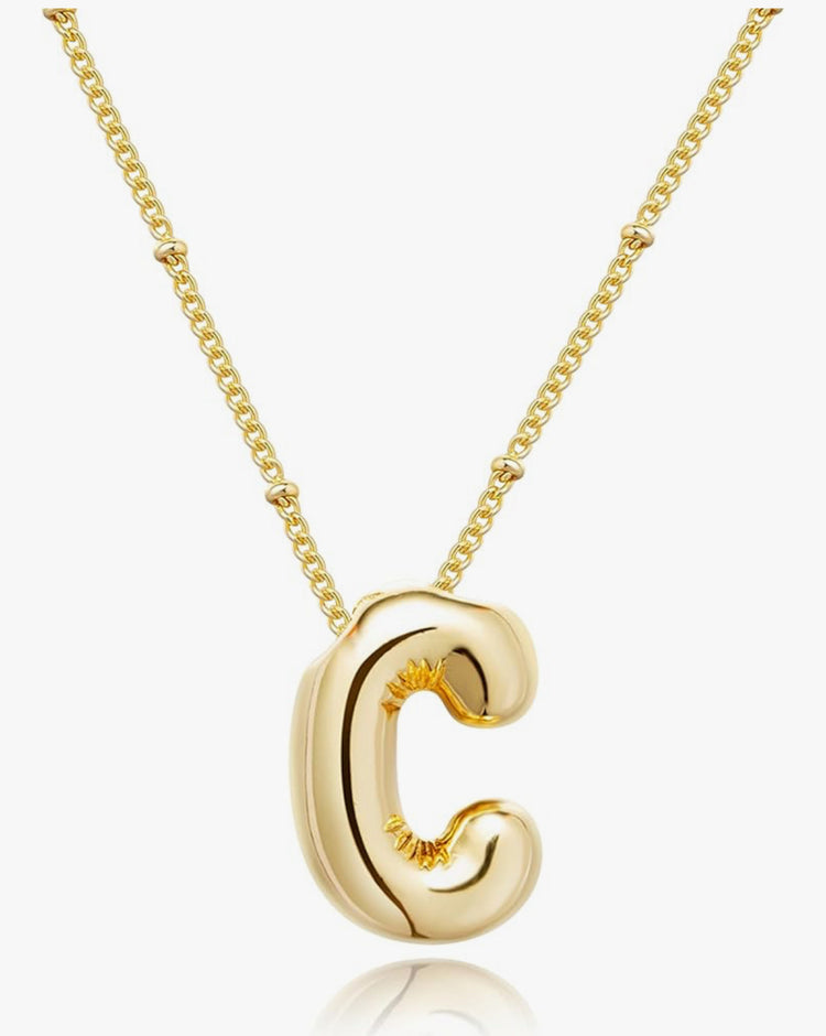 Gold 3D Balloon Initial Necklace