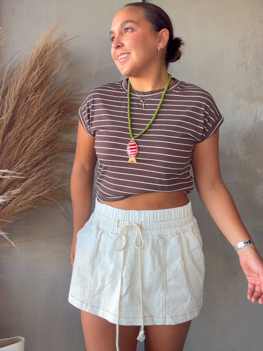 Raissa Mocha Striped Top