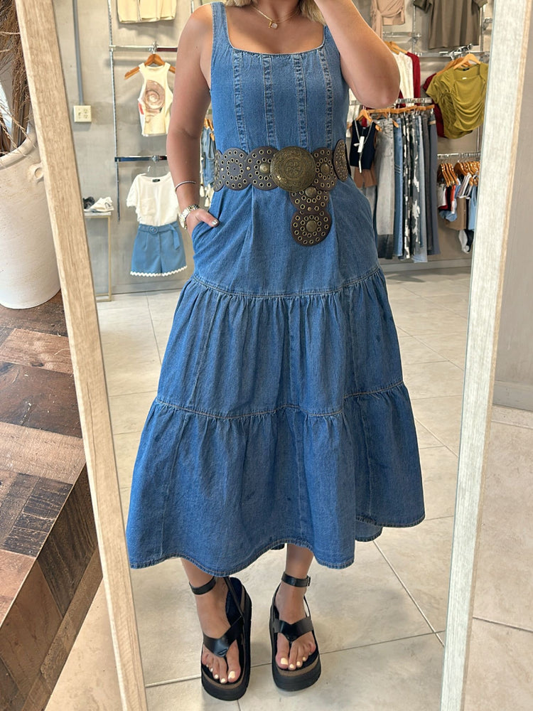 FINAL SALE - Inara Denim Dress (Belt included)