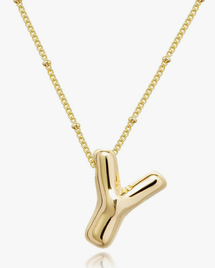 Gold 3D Balloon Initial Necklace